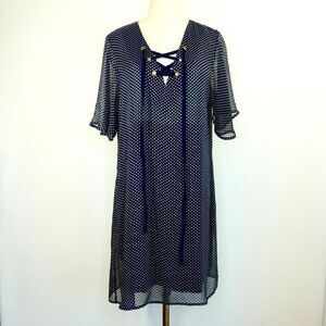 💜 3/$30 6/$50 1 11 Tylho Navy White Polka Dot Large Dress - Flawed Print